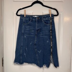 Anthropologie Asymmetrical Blue Denim Skirt